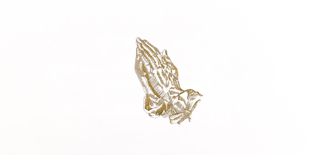 Praying Hands Gold White Faux
